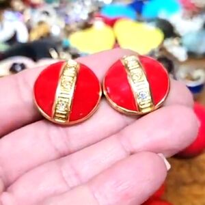 Avon Elegant Red and Gold Earrings Postback